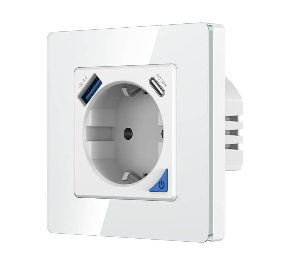 SIRO Smart inbouwstopcontact Venus met USB &amp; USB-C wit