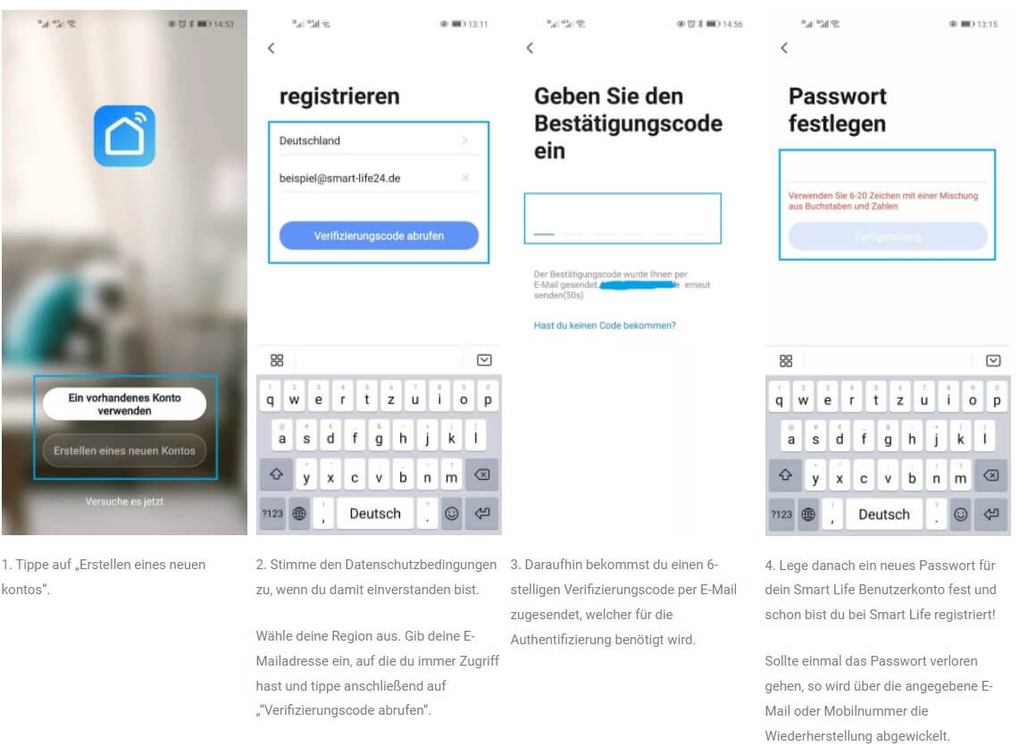 Smart Life App Registrierung Schritt für Schritt