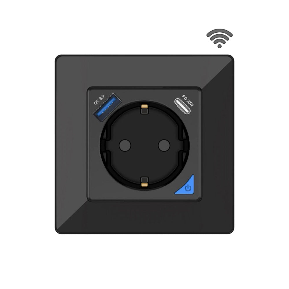 SIRO Smart inbouwstopcontact Venus met USB &amp; USB-C zwart